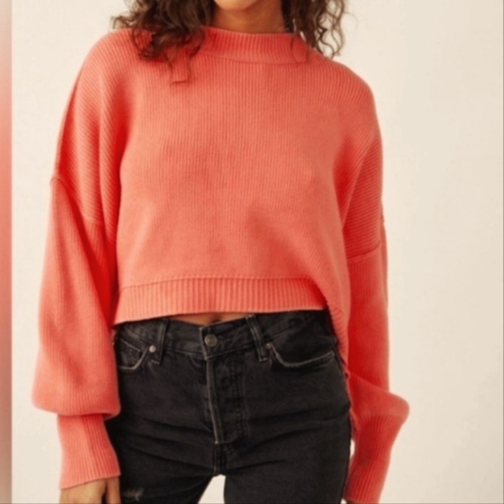 Free People Easy Street Crop Pullover Sweater In Guava Juice Size XS - Picture 2 of 10